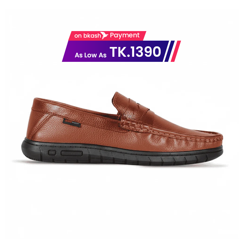Cognac Brown Leather Casual Shoes For Men SB-S999