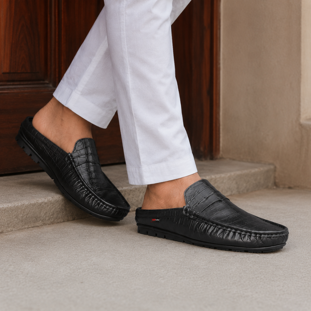 Crocodile Pattern Leather Half Loafers SB-S1109