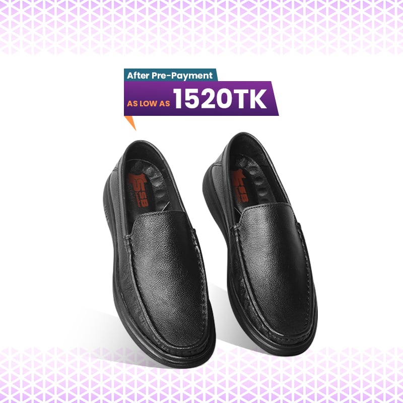 Black Leather Casual Shoes For Men SB-S1009