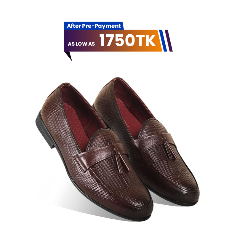 Dark Brown Textured Leather Tassel For Men SB-S788
