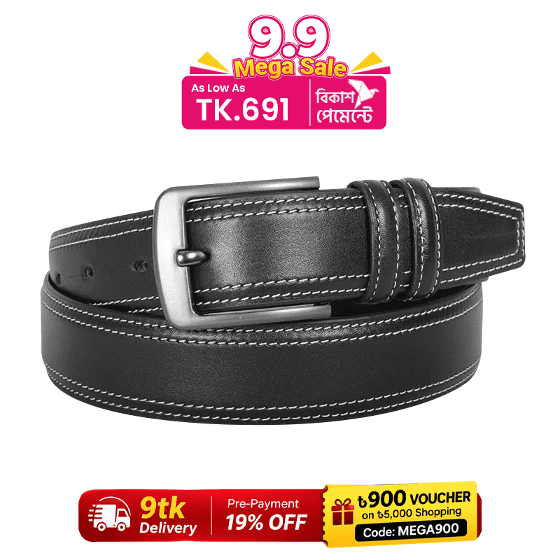 Classic Black Leather Belt For Men SB-B214