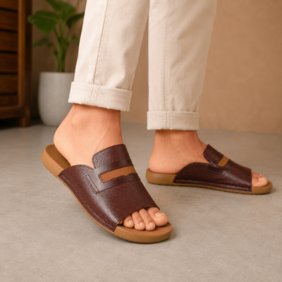 Leather Slide Sandal For Men SB-S1131