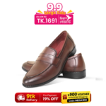 Antique Brown Leather Penny Loafer Shoes For Men SB-S1010