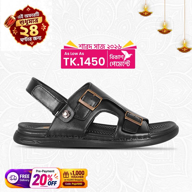 Black Leather Sandal For Men SB-S1137