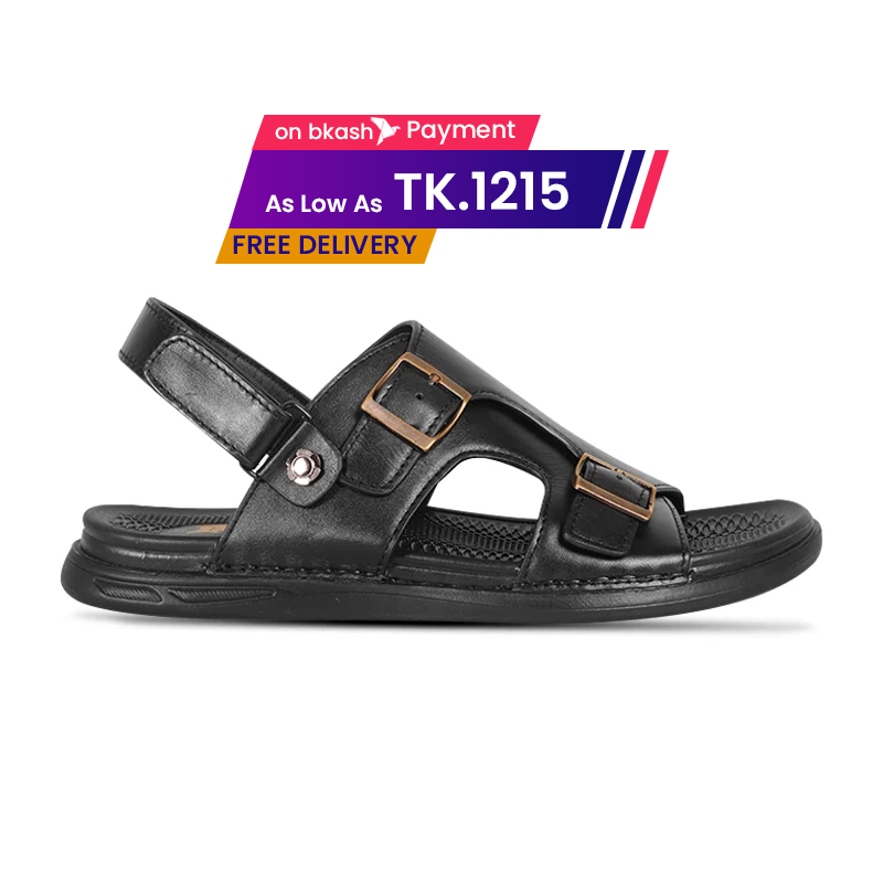 Black Leather Sandal For Men SB-S1137