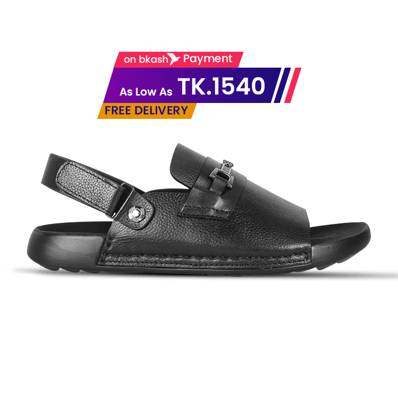 Black Leather Sandal For Men SB-S1150