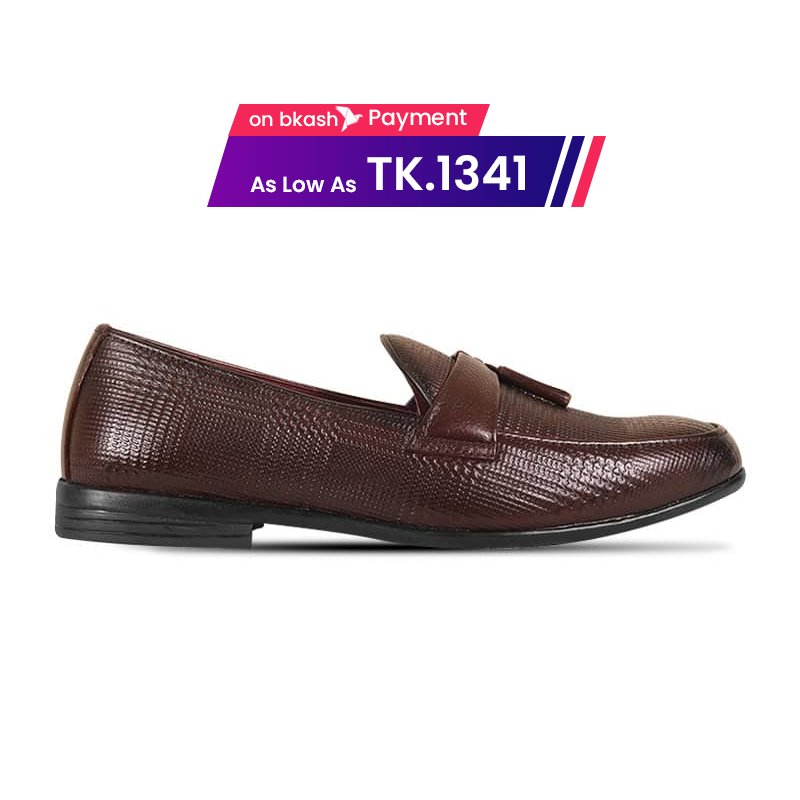 Dark Brown Textured Leather Tassel For Men SB-S788