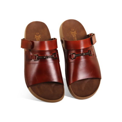 Reddish Brown Leather Sandal For Men SB-S1144