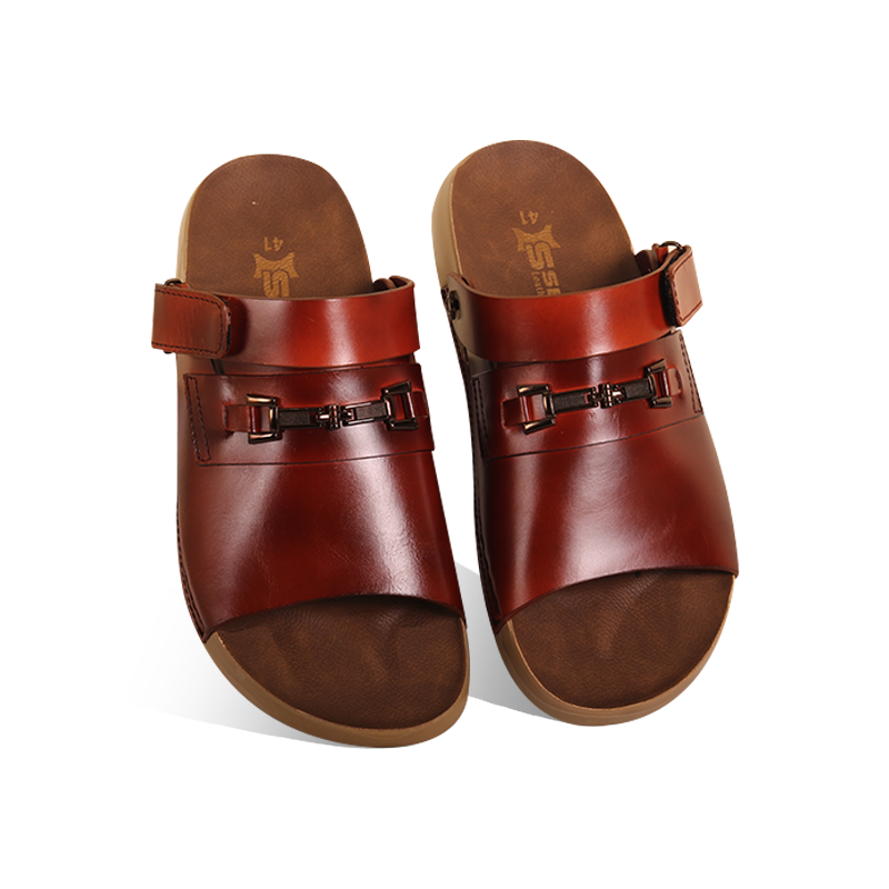 Reddish Brown Leather Sandal For Men SB-S1144