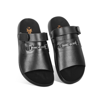 Black Leather Sandal For Men SB-S1150