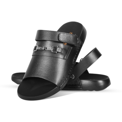 Black Leather Sandal For Men SB-S1150