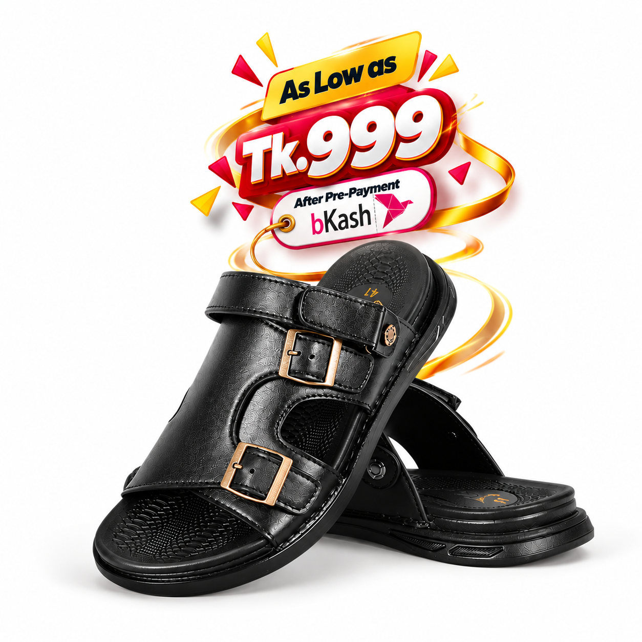 Black Leather Sandal For Men SB-S1137