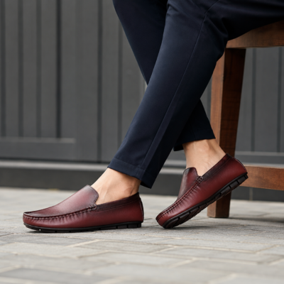 Burgundy Leather Loafer For Men SB-S1141