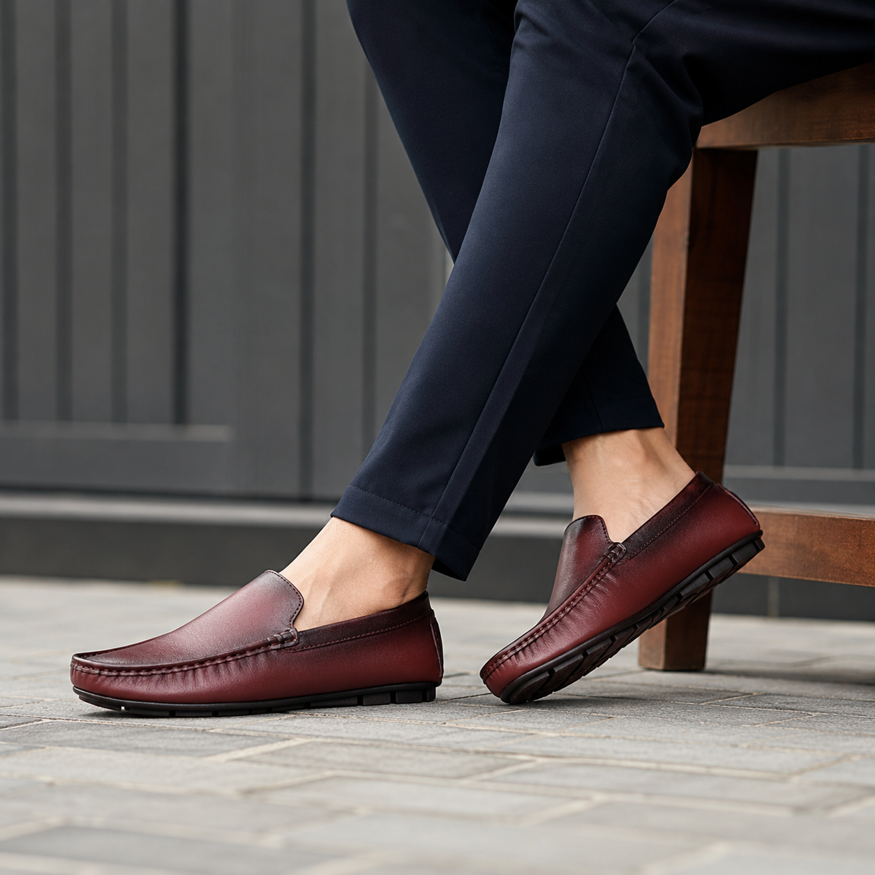 Burgundy Leather Loafer For Men SB-S1141