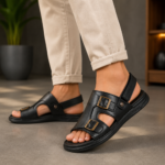 Black Leather Sandal For Men SB-S1137