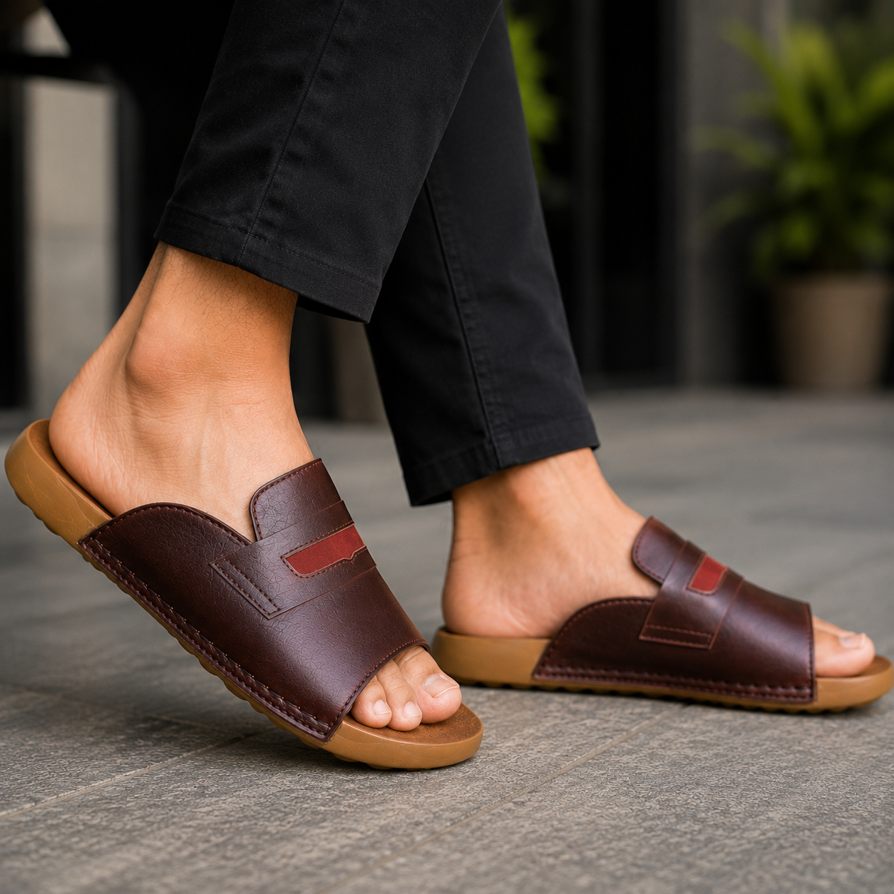 Leather Slide Sandal For Men SB-S1139