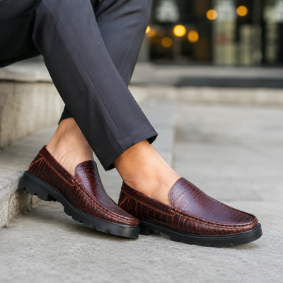 Croco Texture Leather Chunky Shoes SB-S1155
