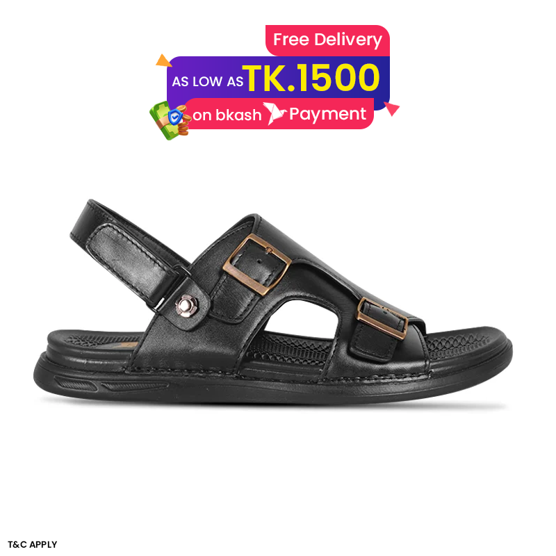 Black Leather Sandal For Men SB-S1137