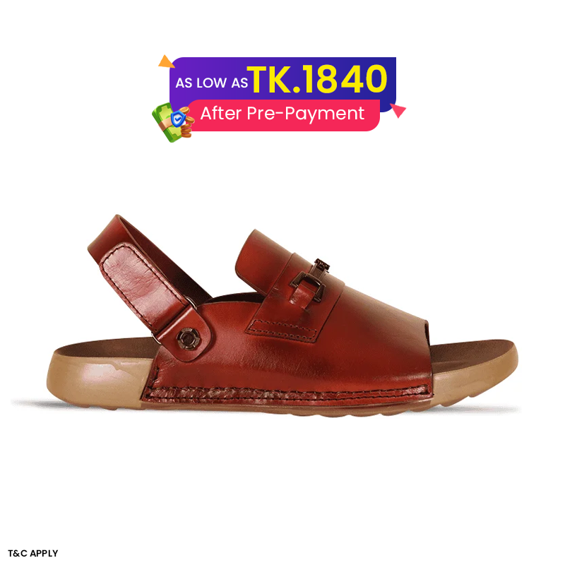 Reddish Brown Leather Sandal For Men SB-S1144