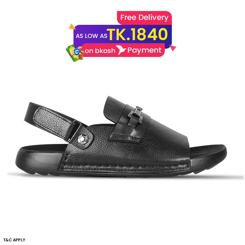 Black Leather Sandal For Men SB-S1150