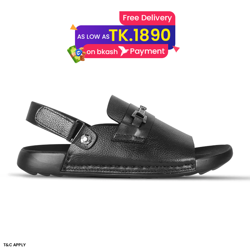 Black Leather Sandal For Men SB-S1150