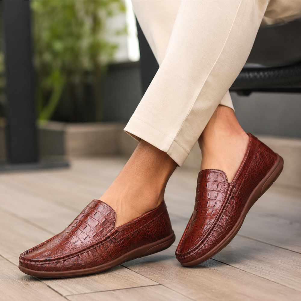 Crocodile Pattern Leather Casual Loafer Shoes SB-S1147