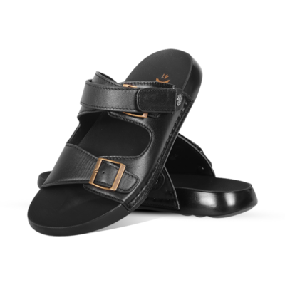 Black Leather Sandal For Men SB-S1168
