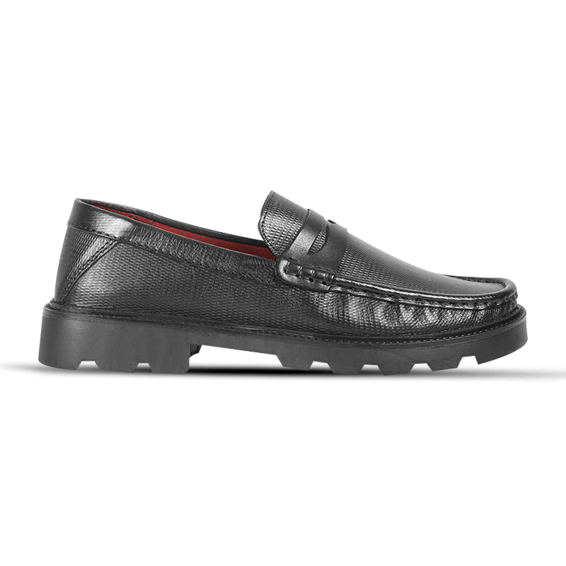 Classic Black Leather Chunky Shoes S1175