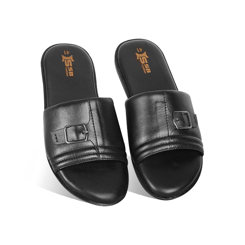 Black Leather Sandal For Men SB-S1167
