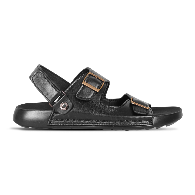 Black Leather Sandal For Men SB-S1168