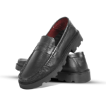 Classic Black Leather Chunky Shoes S1175