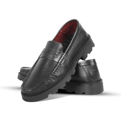 Classic Black Leather Chunky Shoes S1175