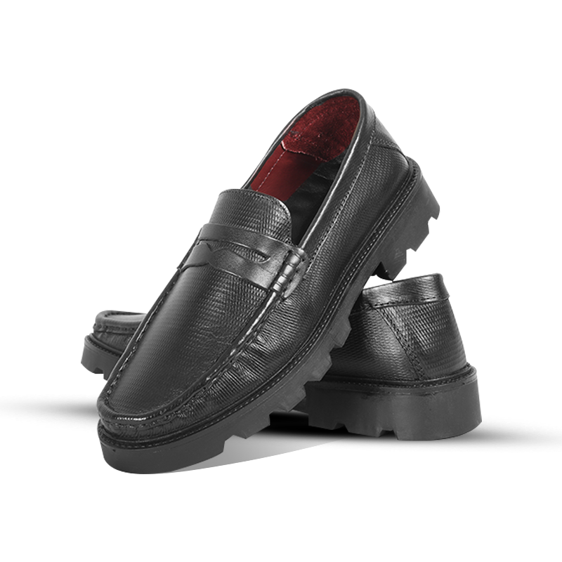 Classic Black Leather Chunky Shoes S1175