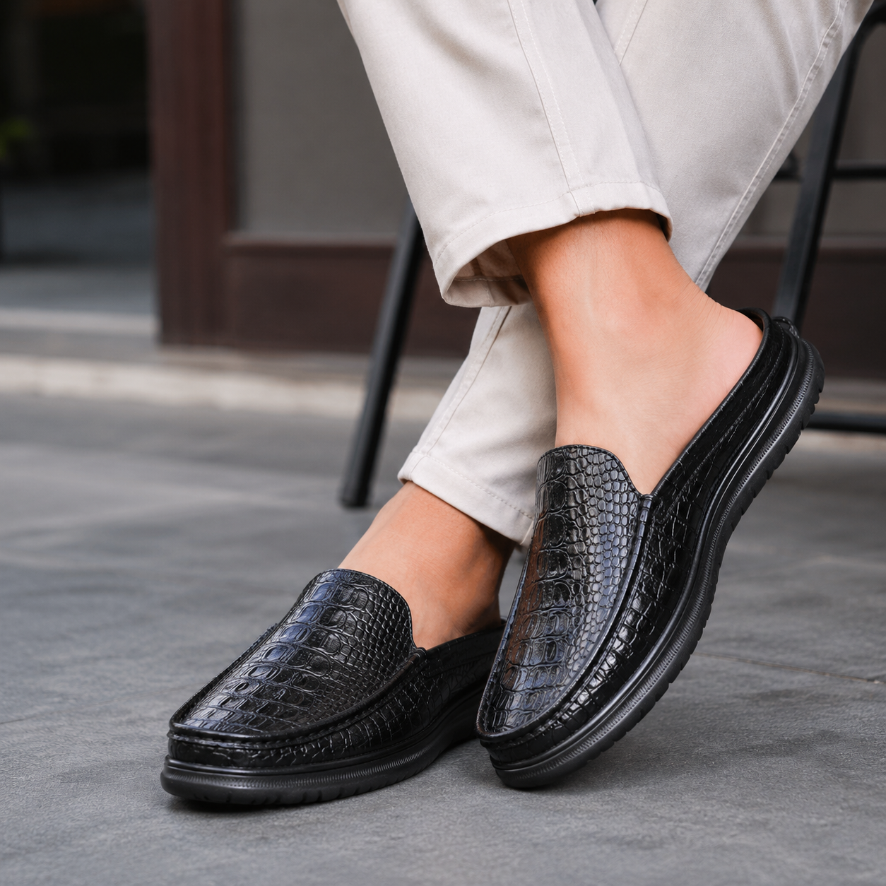 Croco Pattern Leather Half Shoes SB-S1070