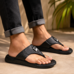 Black Leather Sandal For Men SB-S1160