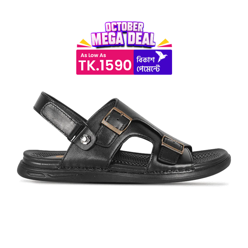Black Leather Sandal For Men SB-S1137