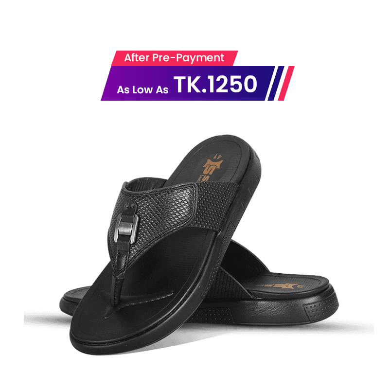 Black Leather Sandal For Men SB-S1160