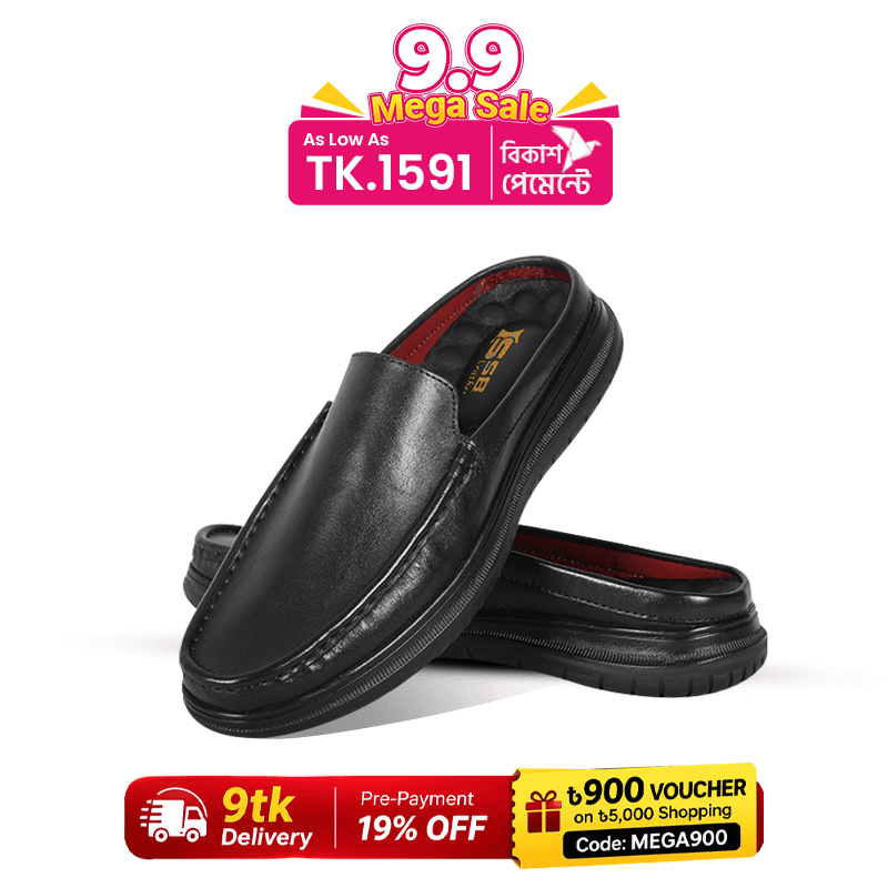 Classic Black Leather Half Shoes SB-S1169