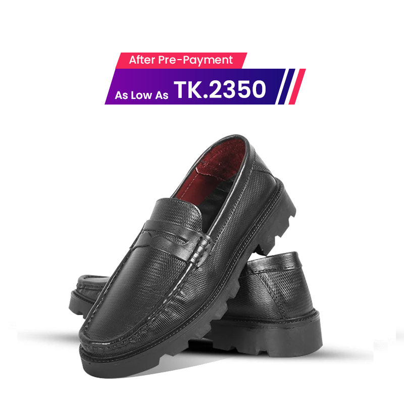 Classic Black Leather Chunky Shoes S1175