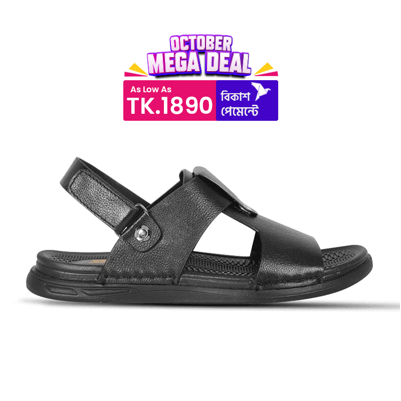Black Leather Sandal For Men SB-S1176