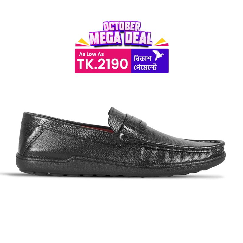Black Leather Casual Loafer Shoes S1193