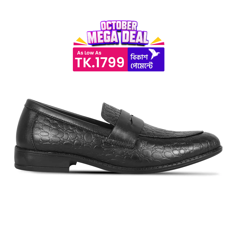 Black Crocodile-Embossed Tassel Shoes S1202