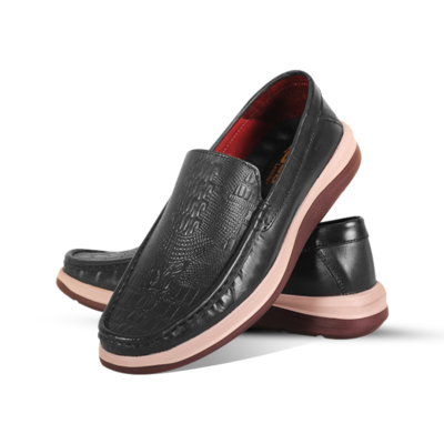 Croco Embossed Design Comfort Leather Casual Shoes S1183