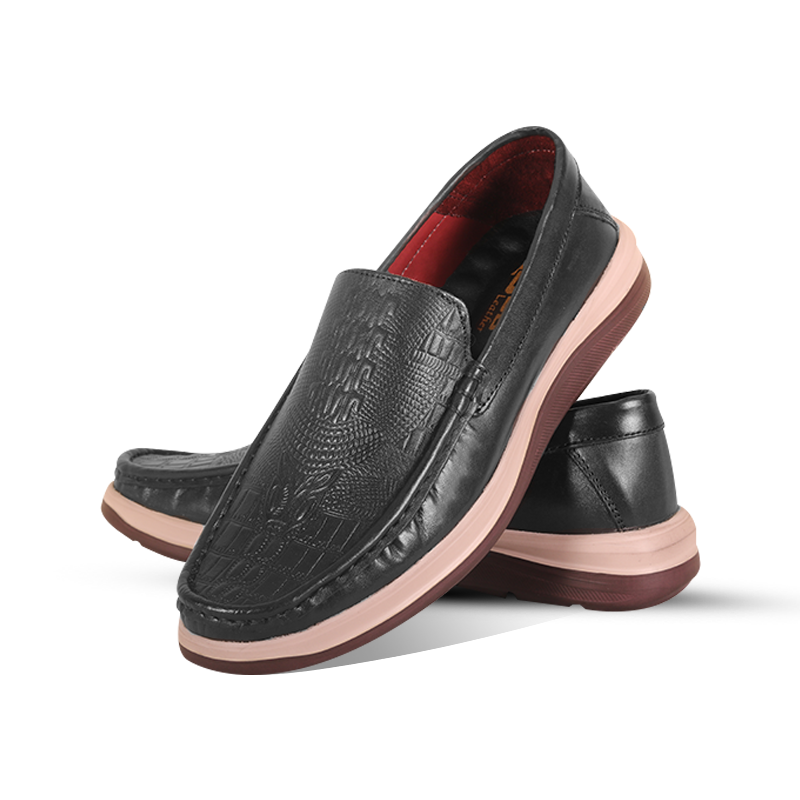 Croco Embossed Design Comfort Leather Casual Shoes S1183