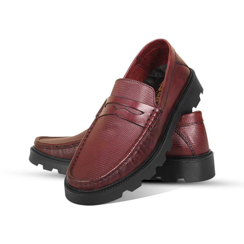 Dark Burgundy Leather Chunky Shoes S1188