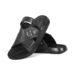 Cross-Strap Textured Leather Sandal S1189