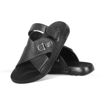 Cross-Strap Textured Leather Sandal S1189