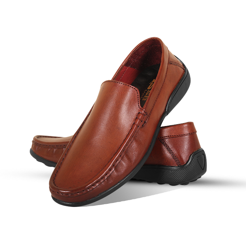 Cognac Brown Leather Casual Loafer Shoes S1191