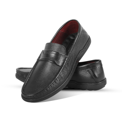 Black Leather Casual Loafer Shoes S1193