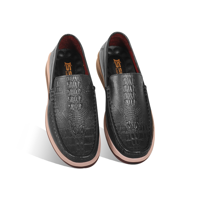 Croco Embossed Design Comfort Leather Casual Shoes S1183